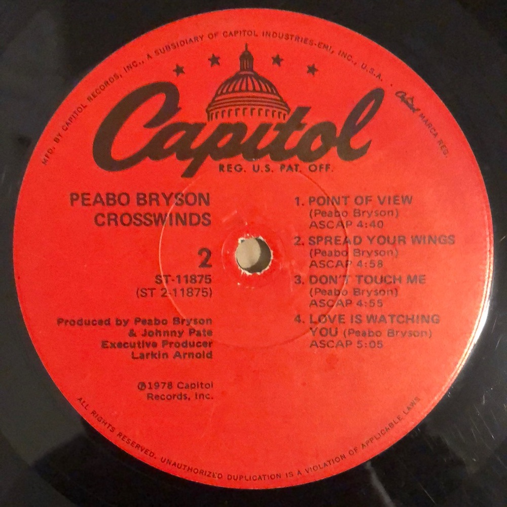Peabo Bryson Crosswinds Vinyl Lp '78